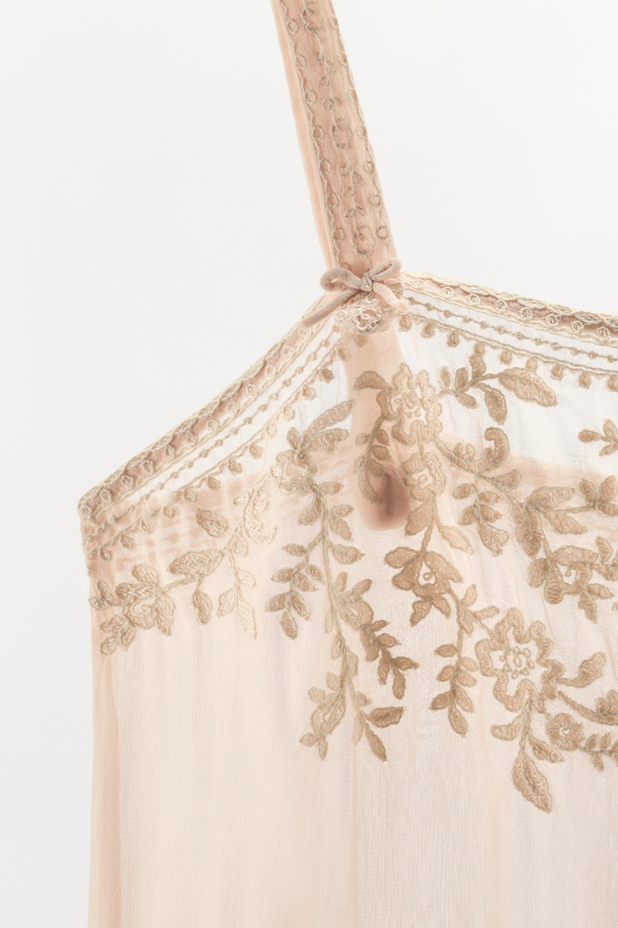 EMBROIDERED TIE-DETAIL MIDI DRESS